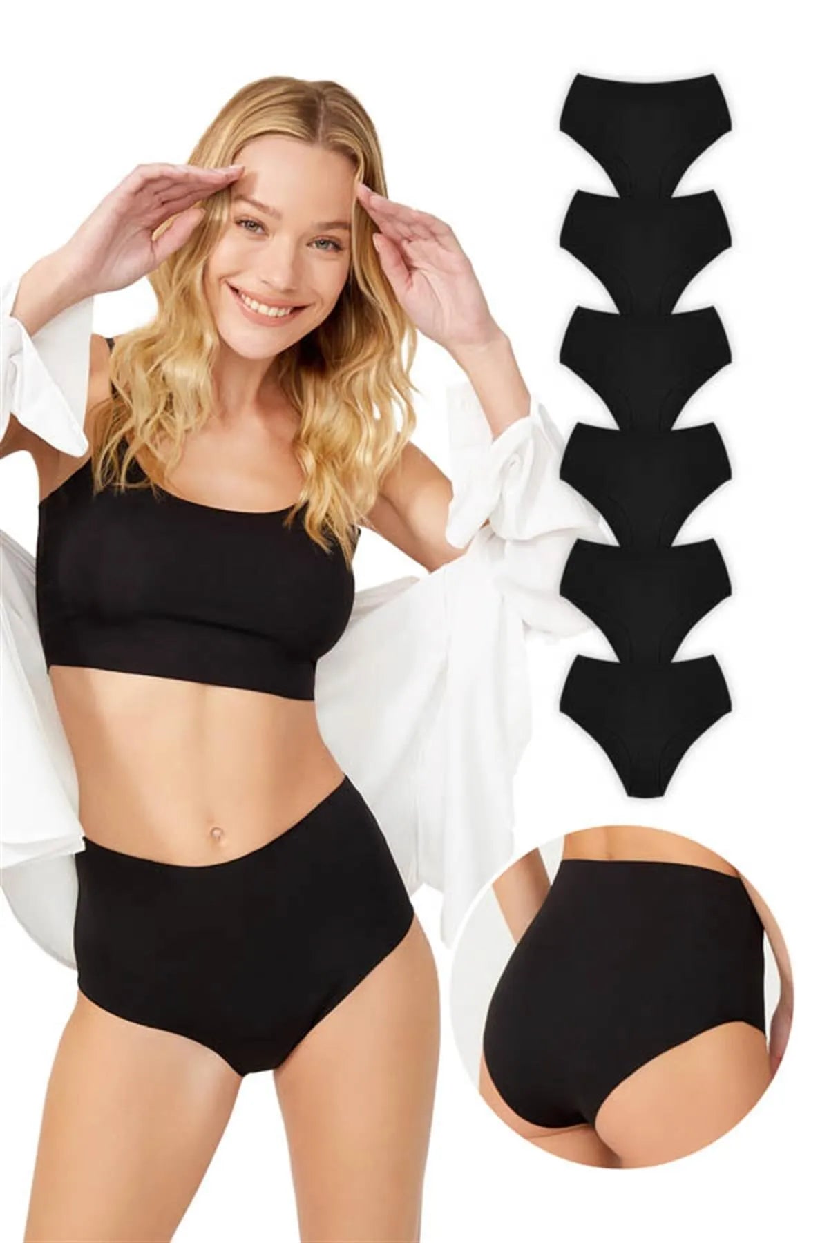 Cottonhill Women's High Waist Basic Laser Cut Bikini 6 Pack Panties