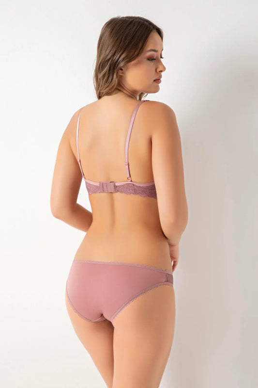 Imoda Women's Powder Strapless Push Up Padded Bra Panty Set