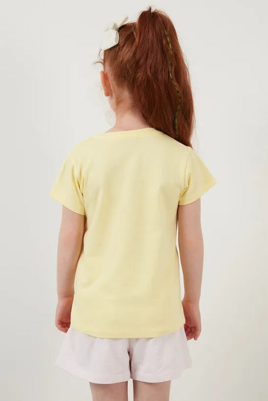 Lela Girl's Yellow Cotton T-Shirt