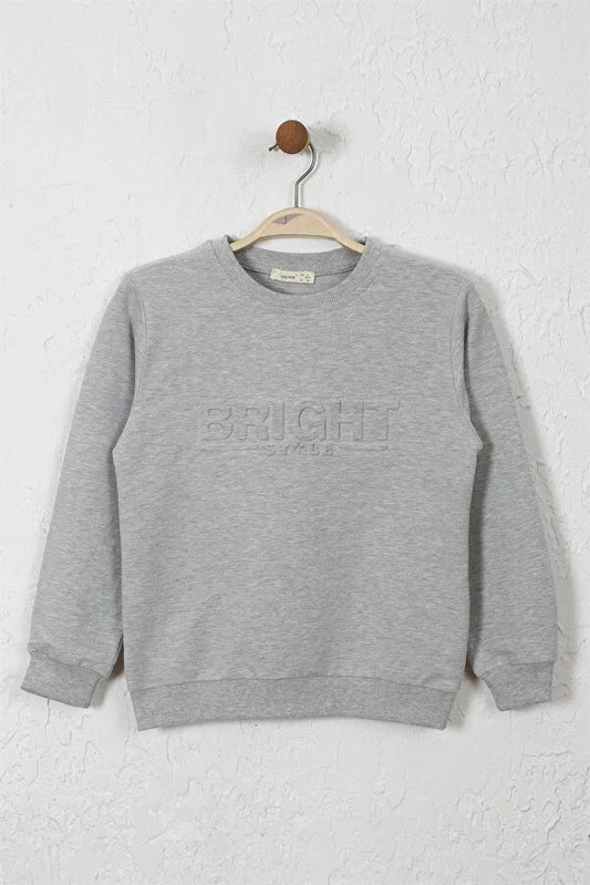 Barmy Boy's Grey Embossed Print Boy Sweatshirt