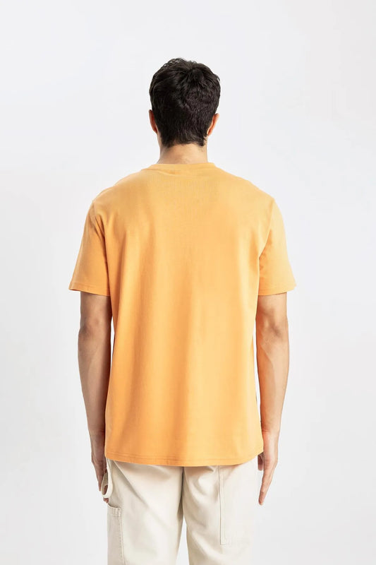 Defacto Men's Orange New Regular Fit 100% Cotton T-Shirt