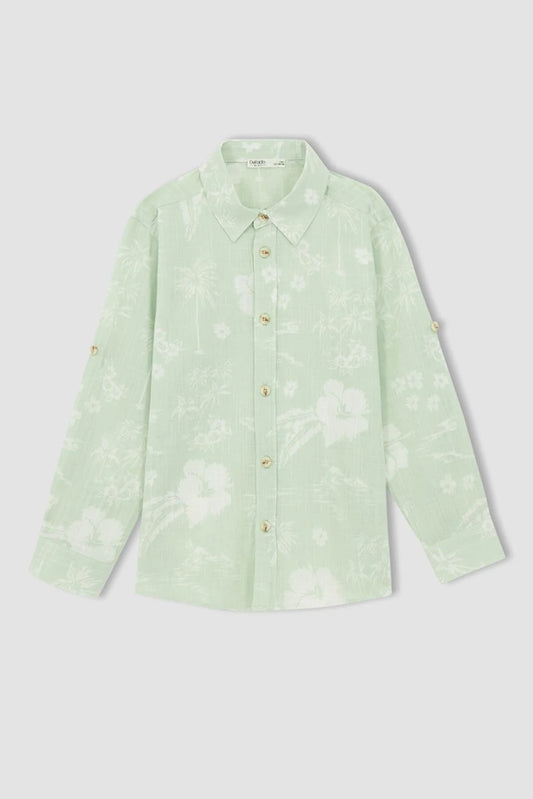 Defacto Boy's Linen Look Long Sleeve Shirt