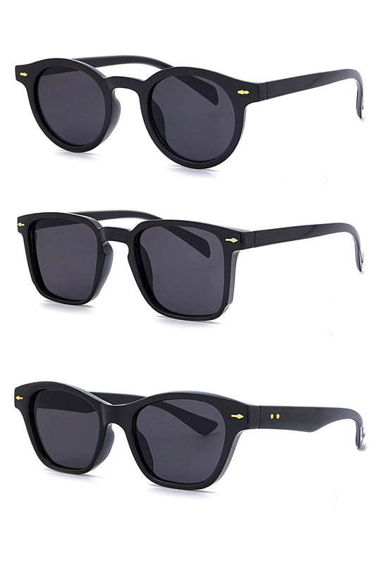 Modalucci Men's Black 3 Pieces Sunglasses