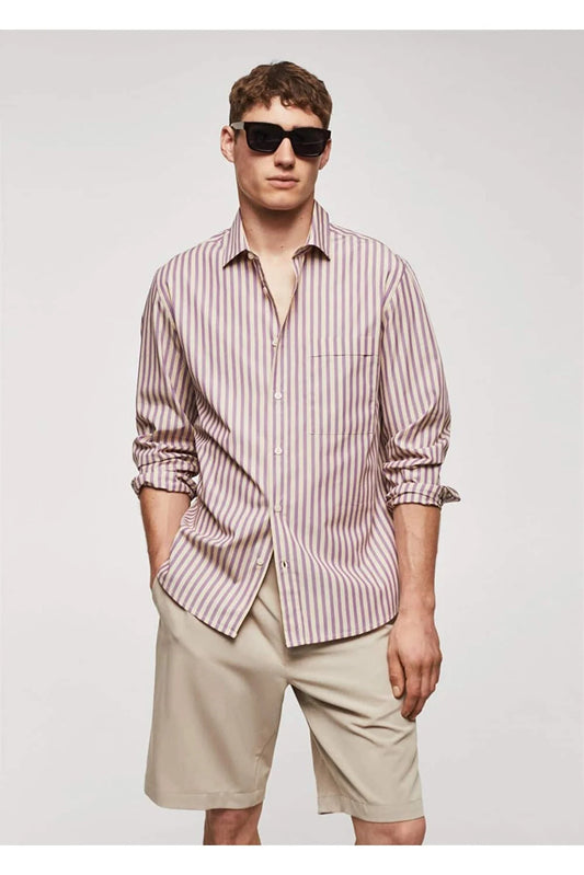 Mango Men's 100% Cotton Kodak Striped Shirt