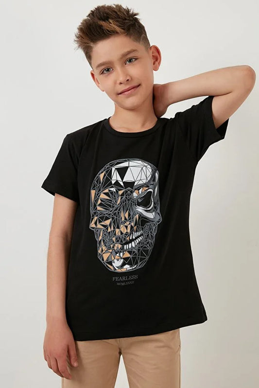 Lela Boy's Black Cotton T-Shirt
