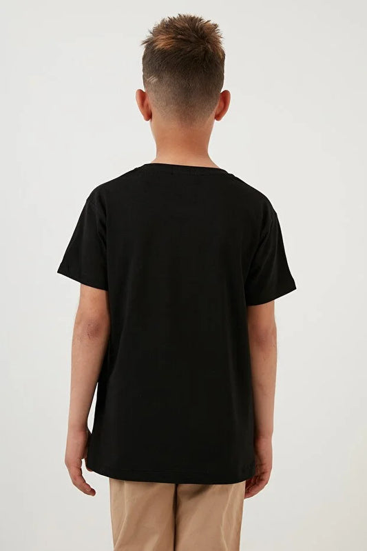 Lela Boy's Black Cotton T-Shirt