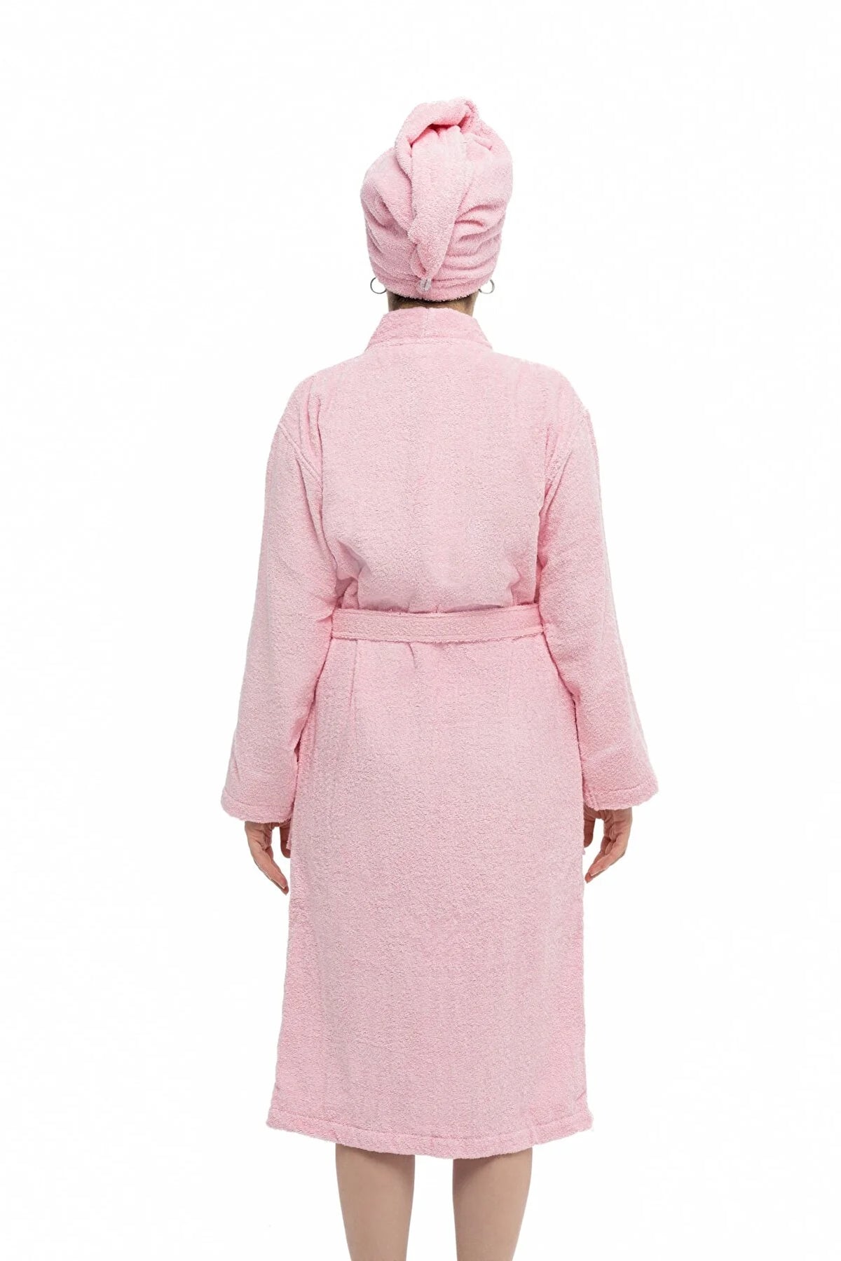 Soley Women's Pink Maida Extra Soft 100% Cotton Hair Cap & Bathrobe