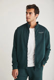 Grimelange Men's Dark Green Zippered Printed Daily Jacket