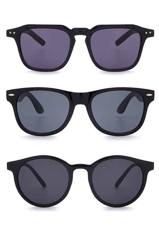 Modalucci Men's Black Set of 3 Sunglasses