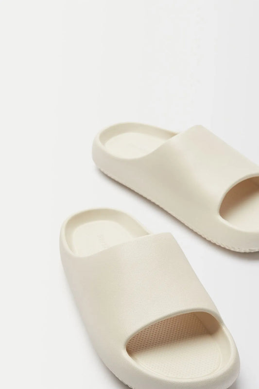 Bershka Women's Textured Flat Slippers