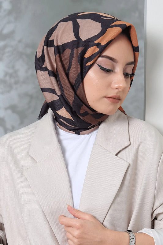 Afvente Patterned Cotton Scarf Orange Hijabs