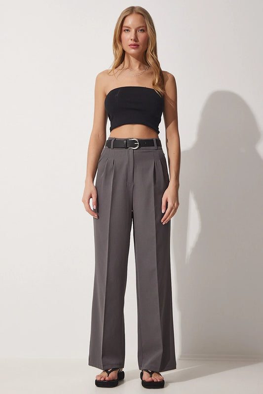 Happiness Istanbul Wide Leg Masculine Woven Trousers
