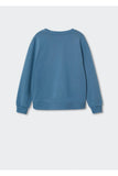 Mango Kids Girl's Blue Text Embroidered Sweatshirt