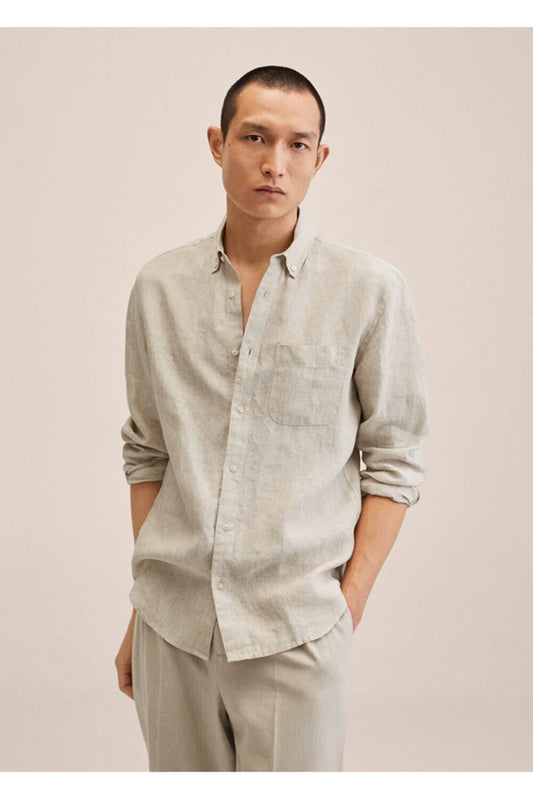 Mango Men's 100% Linen Slim Fit Shirt