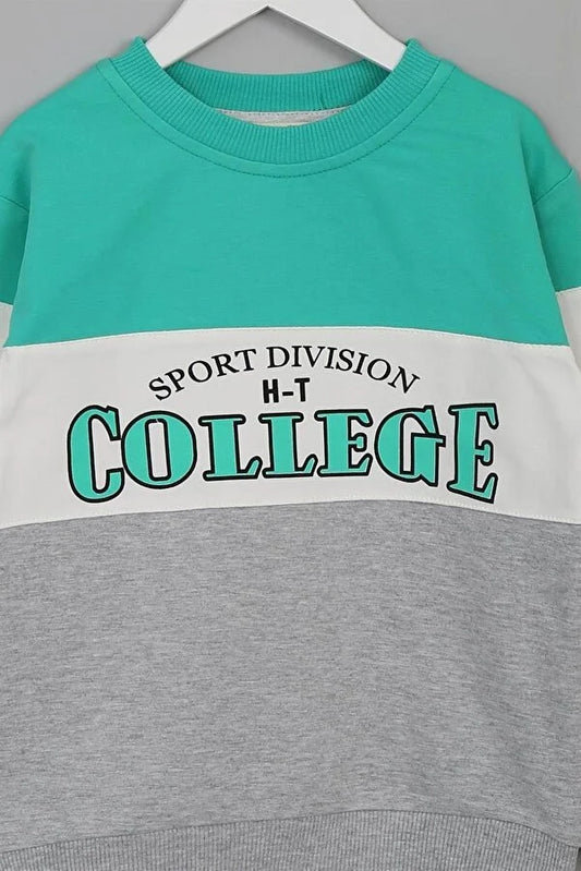 Barmy Boy's Green College Font Printed Sweatshirt
