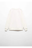 Mango Kids Girls White Cotton Message Printed Sweatshirt
