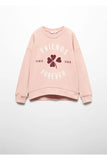 Mango Kids Girls Pink Cotton Message Printed Sweatshirt