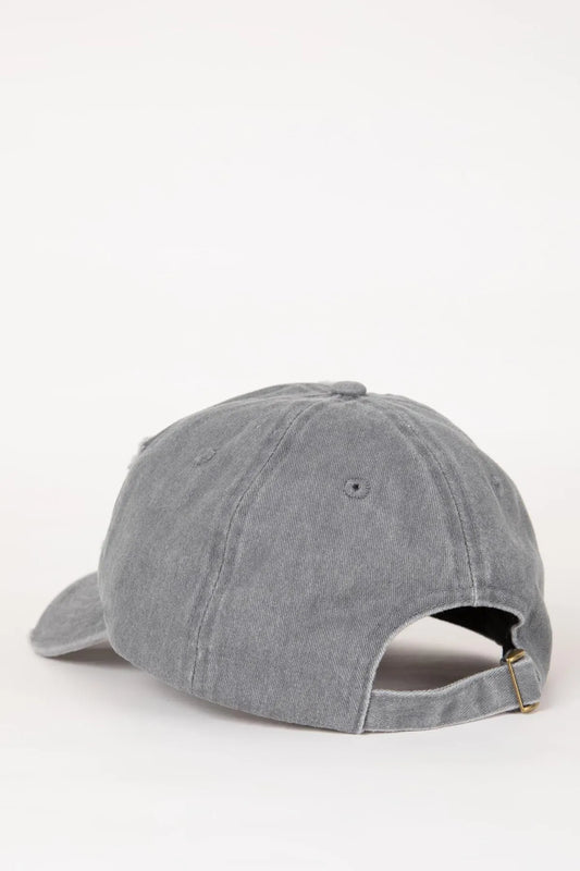 Defacto Men's Grey Embroidered Jean Baseball and Basketball Hat
