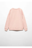 Mango Kids Girls Pink Cotton Message Printed Sweatshirt