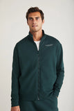 Grimelange Men's Dark Green Zippered Printed Daily Jacket
