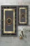 Woolly Home Bathroom 2-Piece Carpet Set with Core and Gold Transitions Bath Mat