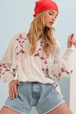 Trend Alaçatı Style Women's White Embroidery Premium Linen Woven Blouse