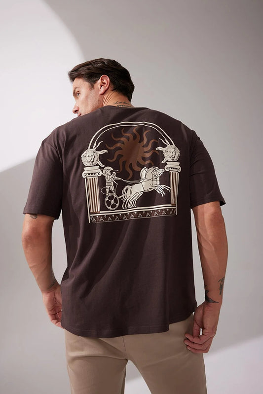 Defacto Men's Brown Oversize Fit T-Shirt