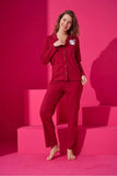 Strawberry Women's Red Cotton Buttoned Medium Size Pajama