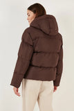 Lela Women's Black Hooded Zippered Puffer Coat