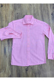 Fatella Boy's Pink Show Long Sleeve Fold-Up Cufflinks Linen Shirt