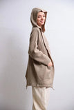 Bolesa Suadiye Women's Lace-up Long Milk Brown Cardigan