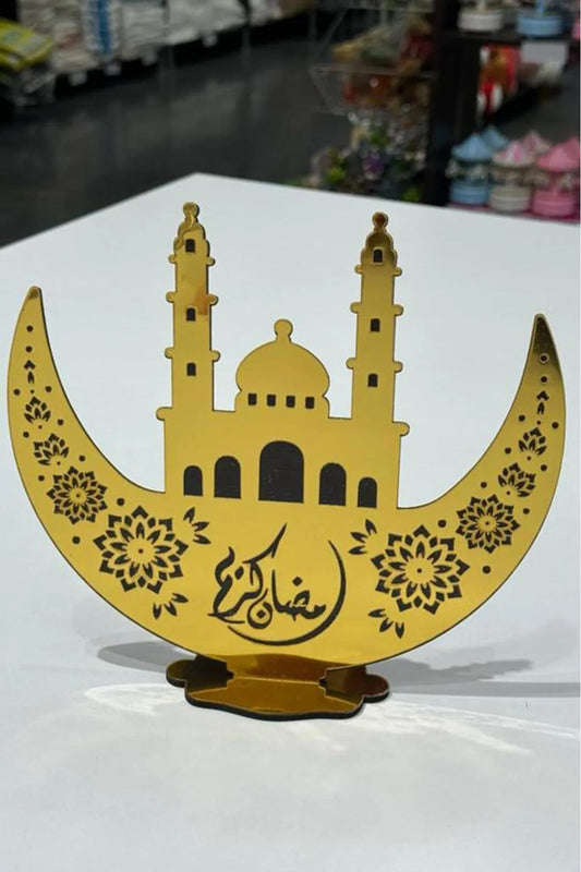BeySüS Ramadan Gold Decorative Plexi Masjid Moon Model Ramadan Decoration