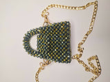 Lulua Stitches Handmade Mini Green Crystal Bag