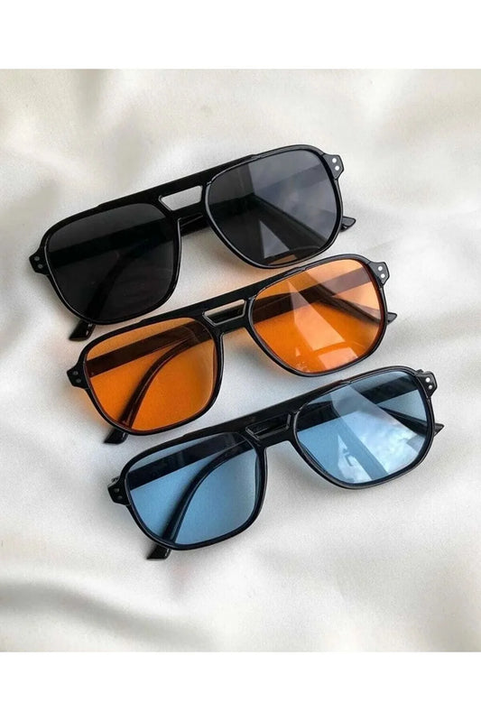 Modalucci Men's Black New Season Colored Glass 3-Piece Sunglasses
