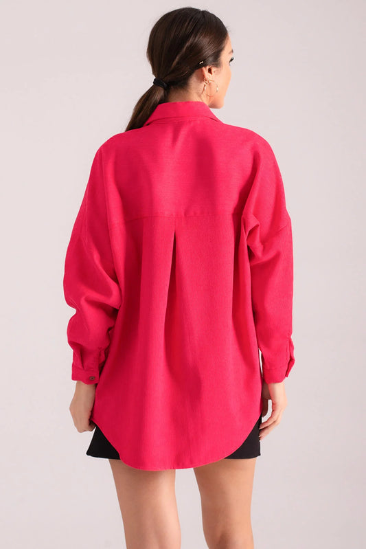 Armonika Women's Fuchisca Pocket Oversize Slim Corduroy Shirt