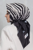 Afvente Patterned Cotton Scarf Black & White Hijabs