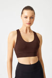 Los Ojos Women's Brown Padded Covered Sports Bra