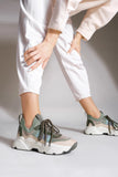Margin Women'sHigh Sole Knitwear Khaki Sneakers