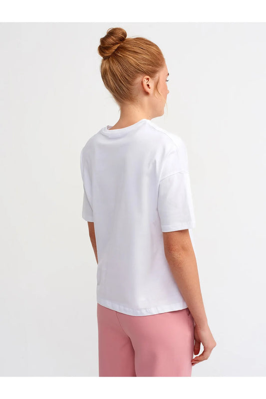 Dilvin Women's White Basic T-Shirt