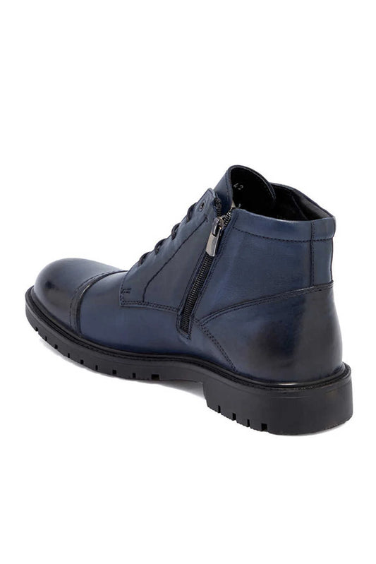 Tergan Men's Navy Blue Leather Casual Boots