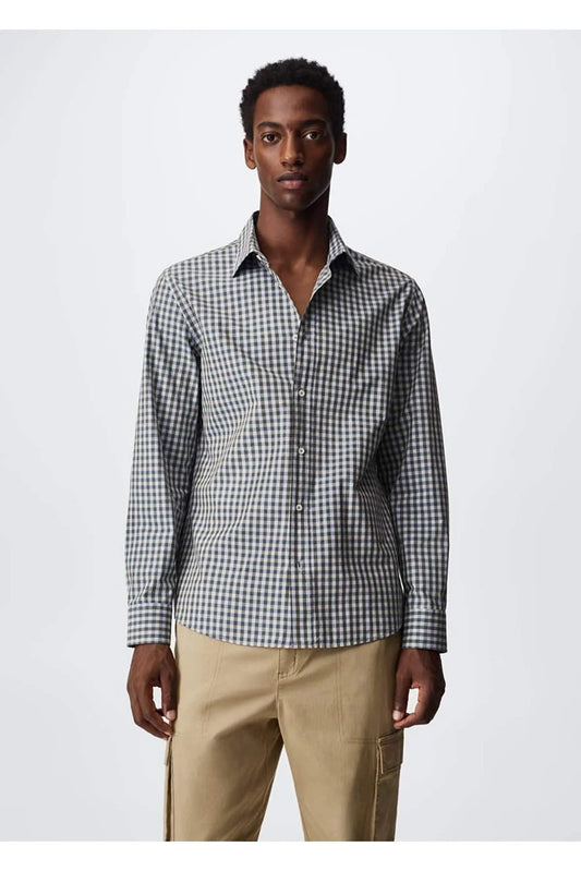 Mango Men's Gingham Cotton Shirt