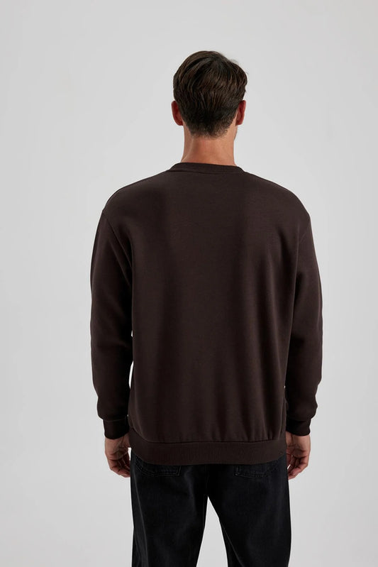 Defacto Men's Coffee Oversize Fit Sweatshirt
