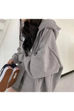 Gofeel Women's Grey Streetwear Zippered Harajuku Hooded Cardigan