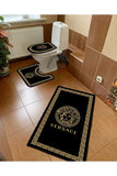 Modern home Bathroom Set of 3 Versace Digital Printed Toilet Bowl Set Non-Slip Base Bath Mat
