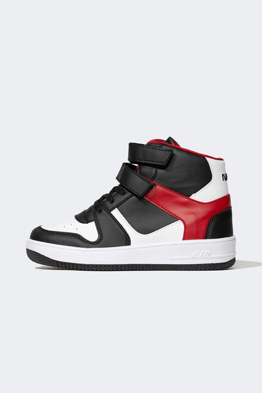 Defacto Boy's Red Double Strap Flat Sole Faux Leather Boots