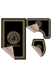 Modern home Bathroom Set of 3 Versace Digital Printed Toilet Bowl Set Non-Slip Base Bath Mat