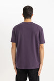 Defacto Men's Purple New Regular Fit 100% Cotton T-Shirt