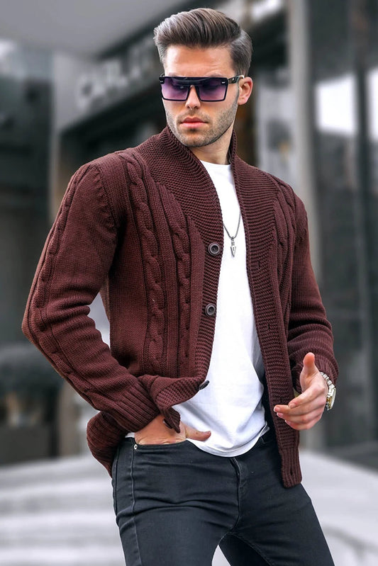 Madmext Men's Brown Knitted Cardigan