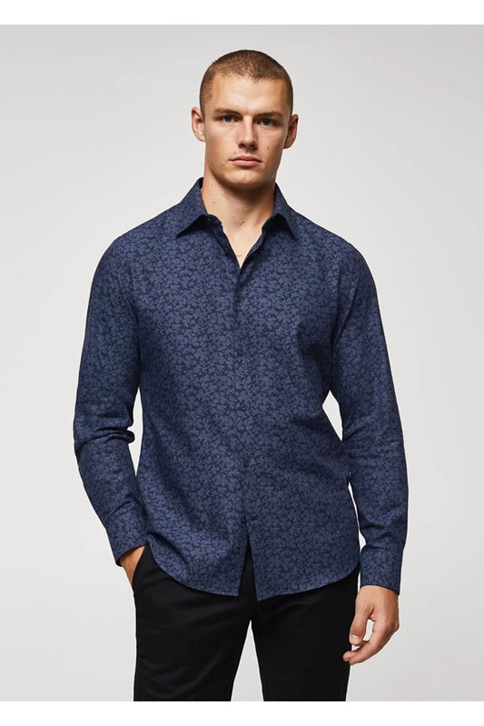 Mango Men's 100% Cotton Patterned Shirt