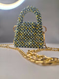 Lulua Stitches Handmade Mini Green Crystal Bag